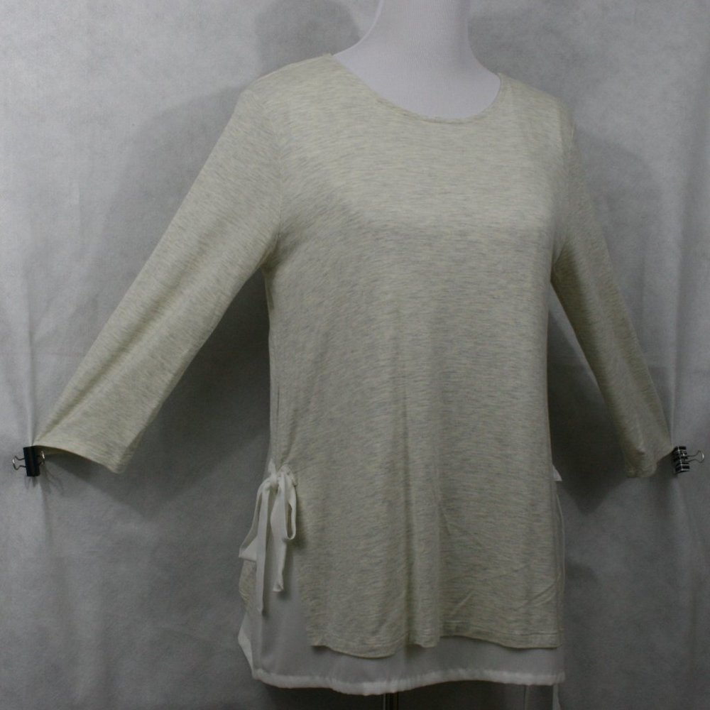 Pebble and Stone Heather Beige Rayon Blend Blouse w/ Poly Lining SZ M EUC
